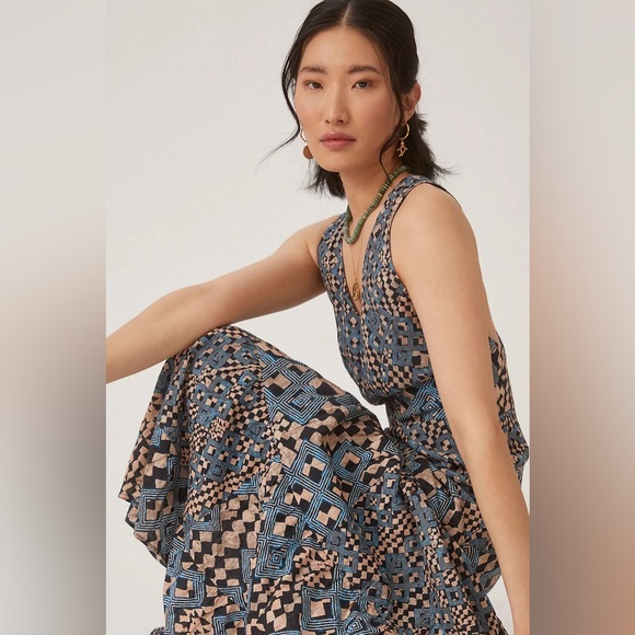 🆕ANTHROPOLOGIE LETMEBE Batik Print Dress Size Small